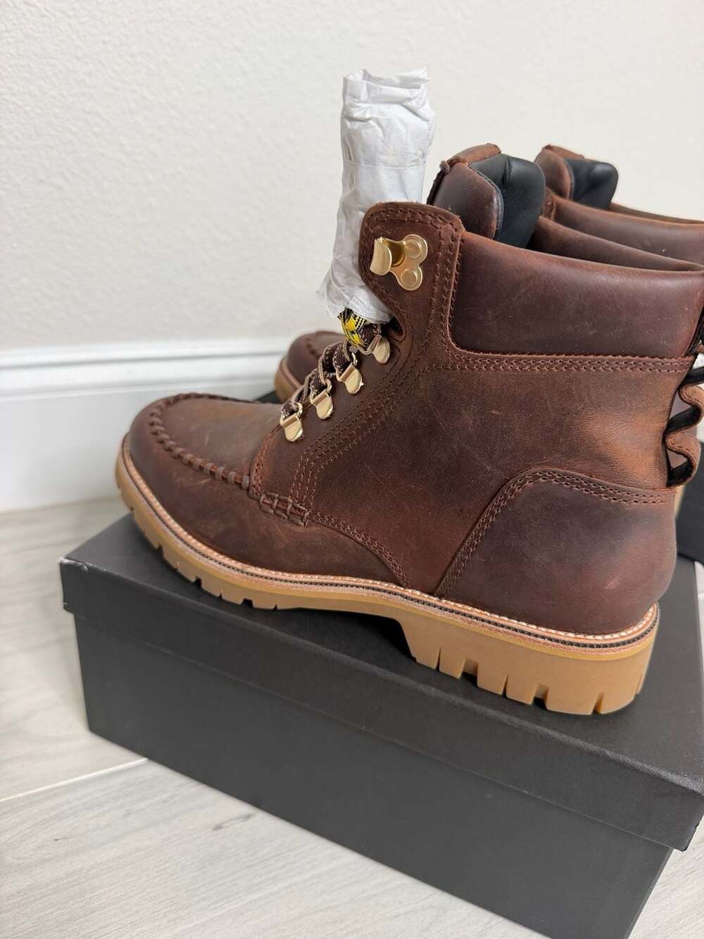 Rag & Bone Cameron Lace Up Boots Mocha Brown Leather Waterproof Lug Sole Size 10 - Picture 6 of 9